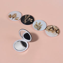 Зеркало складное Листья, d 7,5 см, с увеличением, рисунок МИКС