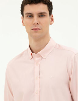 A__k Pembe Slim Fit Uzun Kollu G_mlek