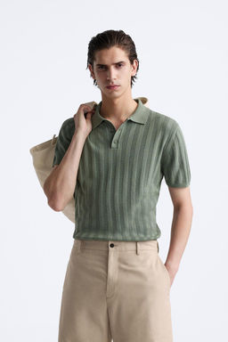 RIBBED KNIT POLO SHIRT - Zara фото 10