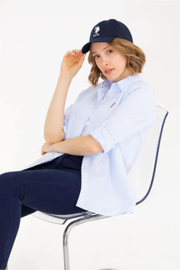 Женская голубая базовая рубашка с длинным рукавом - U.s. polo assn фото 9