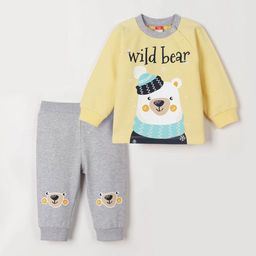 CRB wear/CWNB 90053-30-289 Комплект для мальчика (джемпер, брюки), светло-желтый-светло-серый меланж/Ex.Cherubino  фото 4