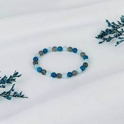 Браслет из Апатита, Лабрадора и Аквамарина 16 см