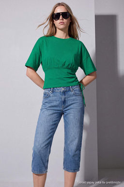 Ye_il D_z Belden Oturtmal_ B_zg_l_ _rme Bluz TWOSS26BZ01107 - Trendyolmilla фото 3