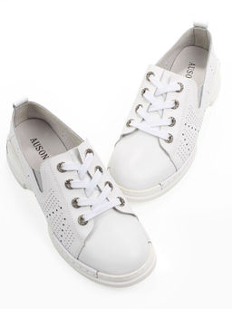 03-YB13-2 WHITE Полуботинки летние женские (натуральная кожа)