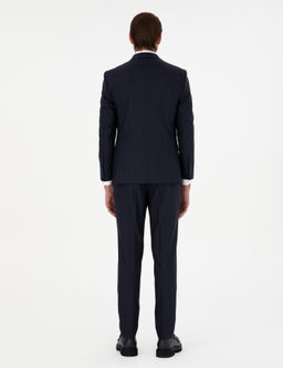 Lacivert Ex. Slim Fit _izgili Y_nl_ Tak_m Elbise
