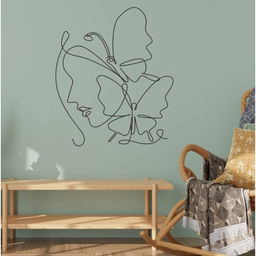 Наклейка интерьерная интерьерная чёрная Абстракция. Девушка с бабочками на голове, пластик, 40?60 см