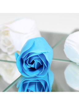Мыльные розочки, синие и белые, набор 9 шт.