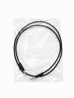 AUX кабель 3.5-3.5мм (M-M) 1м, тканевая оплетка, черный (AUX-9) в пакете