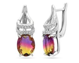 Серьги из серебра аметрин выращ., СПН32