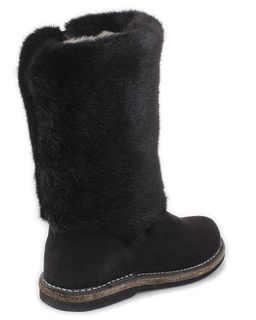 Унты женские на войлочной подошве., Черные. Мех "норка" черная.