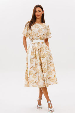 Платье Lars Style 1074/1 бежево-молочный принт