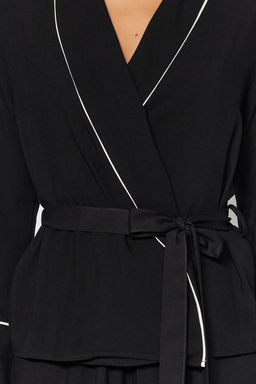 Trendyolmilla Bej Kusakl? Biye Detayl? Kruvaze Viskon Hamile Dokuma Pijama Tak?m? THMAW22PT1109  фото 14