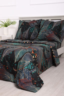 Комплект постельного белья Черное Зеленое полисатин