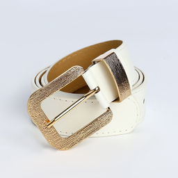 Ремень женский с винтом, 110×3 см, пряжка металл, золотистая, белый