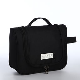 Косметичка-несессер дорожная на молнии, с крючком, ручкой, чёрная