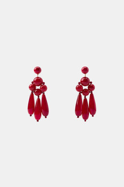 PENDIENTES BOT?N PIEZAS / Rojo
