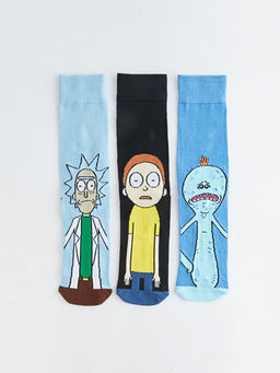 Rick and Morty Bask?l? Erkek Soket ?orap 3l?