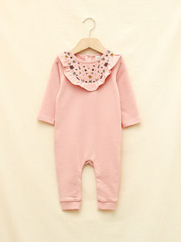 Bisiklet Yaka Uzun Kol Bask?l? K?z Bebek Tulum