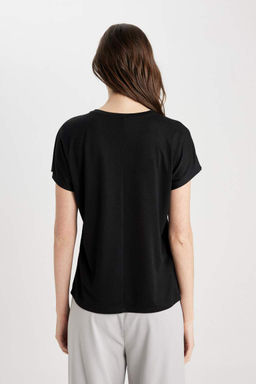 Футболка с круглым вырезом и короткими рукавами - Defacto фото 6