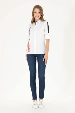 Женская белая рубашка с длинным рукавом - U.s. polo assn фото 11