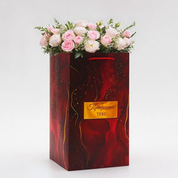 Цена за 5 шт. Коробка для цветов с вкладышем, Прекрасной тебе, с ручками, 20?20?35 см
