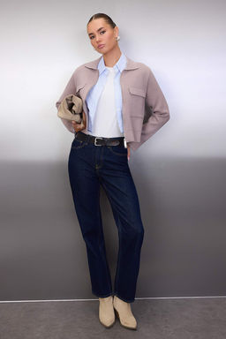 Ozel Koleksiyon Kahverengi Pamuk Kar?s?ml? Polo Yaka Cep Detayl? Triko H?rka TWOAW26HI00180 - Trendyolmilla фото 6