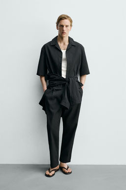 CAMISA RELAXED FIT JACQUARD CUADROS / Negro