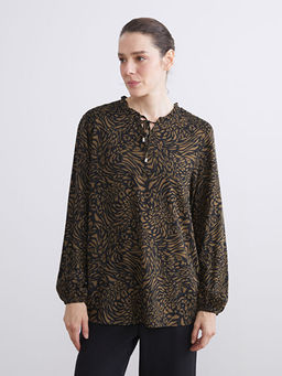 Ba?lamal? Yaka Desenli Bluz