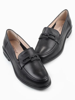 03-DEB4-1 BLACK Лоферы женские (натуральная кожа)