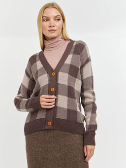 кардиган женский на пуговицах в крупную клетку - Glenfield фото 3