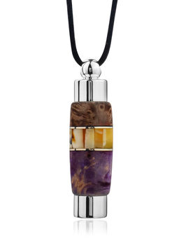 Подвеска Индонезия из дерева и янтаря с колбой для духов