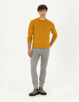 Safran Slim Fit Bisiklet Yaka Y_n Kar___ml_ Basic Triko Kazak - Pierre cardin фото 4