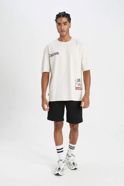 DeFactoFit NBA Chicago Bulls Oversize Genis Kal?p Bisiklet Yaka Baskl? Pamuklu K?sa Kollu Tisort фото 3