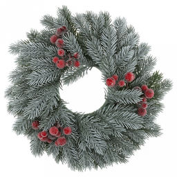 Декоративный венок "Елка с ягодой" д29см, пластик, зеленый патина (Россия)