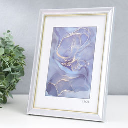 Фоторамка пластик "Офис 8" 15х21 см, серебро (пластик)