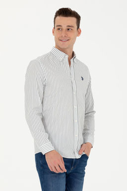 U. S. Polo Assn Мужская белая рубашка в полоску цвета экрю - U.s. polo assn фото 17