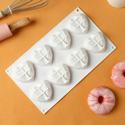 Форма для муссовых десертов и выпечки KONFINETTA Сердце, силикон, 29?17?2 см, 8 ячеек, белая