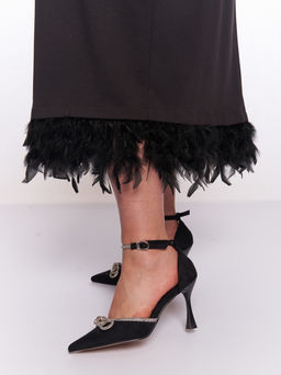 Черное платье с перьями PP57406BLK01 - Артесса фото 6