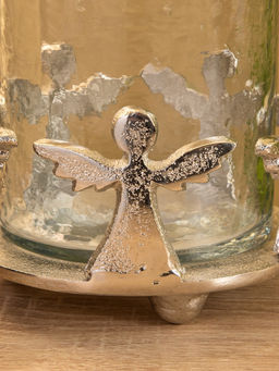 Подсвечник со стеклом Ангелочки, 11?11?11 см, алюминий