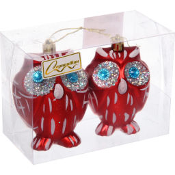 Цена за 2шт. Елочные игрушки "Brilliant Owl" 8 см (набор 2 шт), Красный