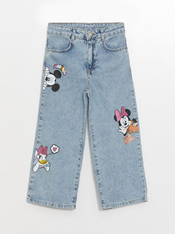 Wideleg Minnie Mouse Bask?l? K?z ?ocuk Jean Pantolon