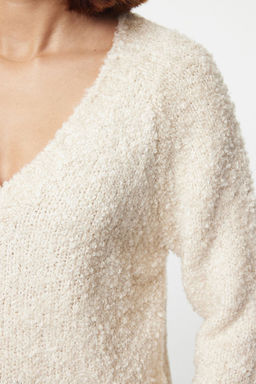 Tas Genis Kal?p Derin V Yaka Dokulu Triko Kazak TWOAW25KZ00241 - Trendyolmilla фото 4