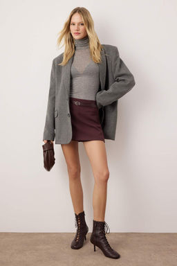 Kahverengi Kemerli Mini Sort Etek Sort & Bermuda TWOAW26SR00006 - Trendyolmilla фото 22