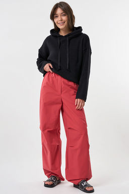 Джемпер укороченный из хлопка меланж черный