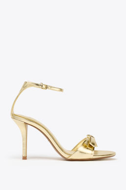 METALLIC-EFFECT BOW HIGH-HEEL SANDALS - Zara фото 11
