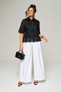 Комплект 6323 чёрный+белый, Брюки, Блуза - B&F фото 2