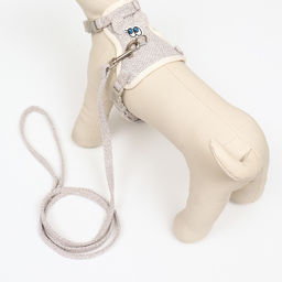 Комплект амуниции Мышка с мягкой шлейкой, поводок 120 х 1 см, ОШ 18-22 см, ОГ 24-30 см, серый - Пижон фото 3