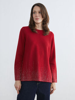 Bisiklet Yaka Desenli Kad?n Triko Kazak