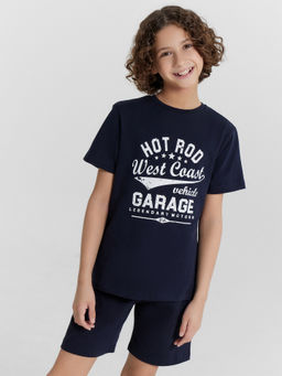 Комплект домашний для мальчиков синий с принтом "West coast"