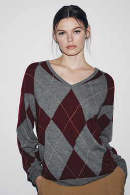 100% WOOL DIAMOND SWEATER - Zara фото 2